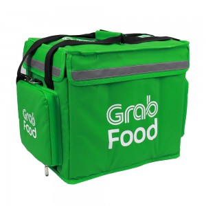 Customized Logo Reusable Tote Food Delivery Bag, Cup holder Extendable Pocket Thermal Insulated Cooler Bag ACD-H-035
