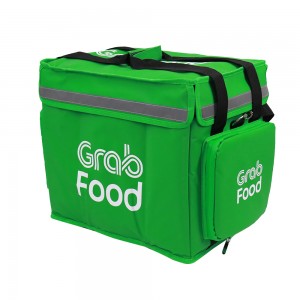 Customized Logo Reusable Tote Food Delivery Bag, Cup holder Extendable Pocket Thermal Insulated Cooler Bag ACD-H-035