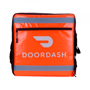 Doordash brand customized Ultimate Bike Bag with high reflecting and high visable material. Extandable pocket