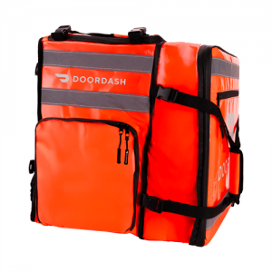 Doordash brand customized Ultimate Bike Bag with high reflecting and high visable material. Extandable pocket