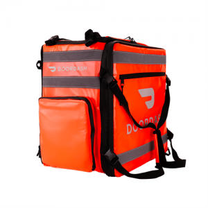 Doordash brand customized Ultimate Bike Bag with high reflecting and high visable material. Extandable pocket